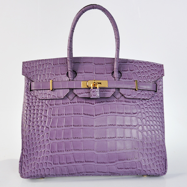 H35CSPG Hermes Birkin 35CM coccodrillo strisce di cuoio in viola w